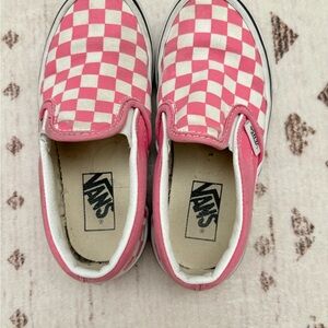 Vans Kids Pink and White Checkered Slip-On Sneakers